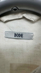Bode S/S Embroidered Distressed Linen Box Shirt