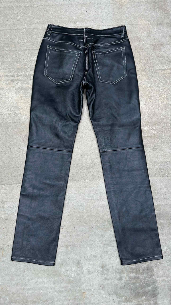 MM6 Contrast Stitch Leather Pants