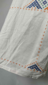 Bode S/S Embroidered Distressed Linen Box Shirt