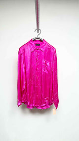 Balenciaga L/S Fuchsia Silk Creased-effect Shirt