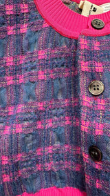 Tao Comme Des GarÃ§ons Mesh-knit Plaid Cropped Cardigan