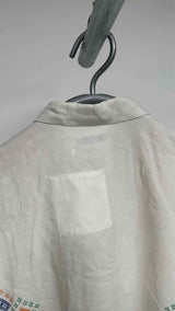 Bode S/S Embroidered Distressed Linen Box Shirt