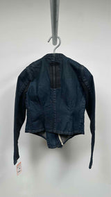 Rick Owens Collar-less Reconstructed Slav Denim Jacket