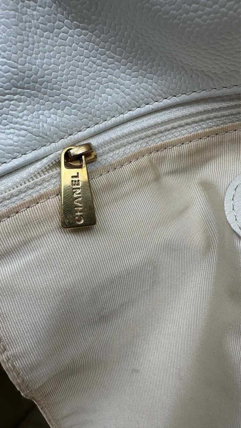 Chanel CC Caviar Wood Tote Bag