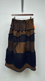 Issey Miyake Wavy-pleated Two-tone Hybrid Skirt