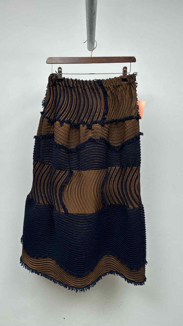 Issey Miyake Wavy-pleated Two-tone Hybrid Skirt