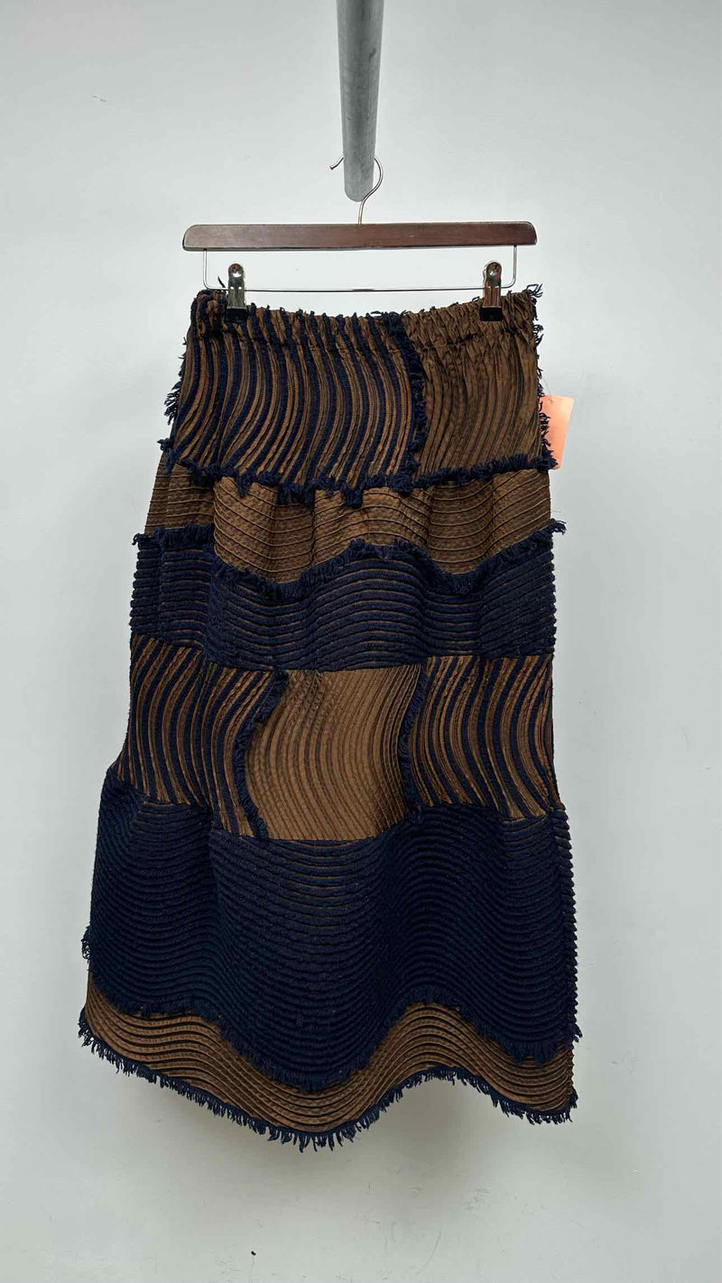 Issey Miyake Wavy-pleated Two-tone Hybrid Skirt