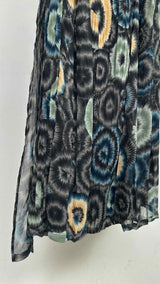 Matsuda Tie-dye Floral Sheer Pleated Wrap Skirt