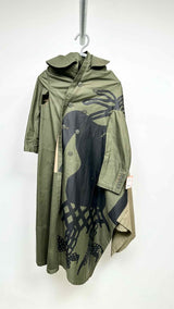 Comme Des Garcons Asymmetrical Shadow-print Trench Coat