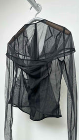 Rick Owens Lilies L/S Mesh Cropped Zip-Up Hoodie