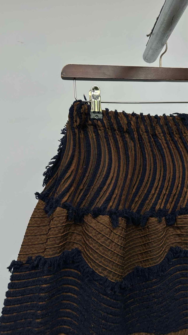 Issey Miyake Wavy-pleated Two-tone Hybrid Skirt