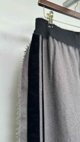 Uma Wang Velvet Side Stripe Wide Fringe Easy Pants
