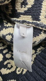 CELINE Inside-out V-neck Leopard Sweater