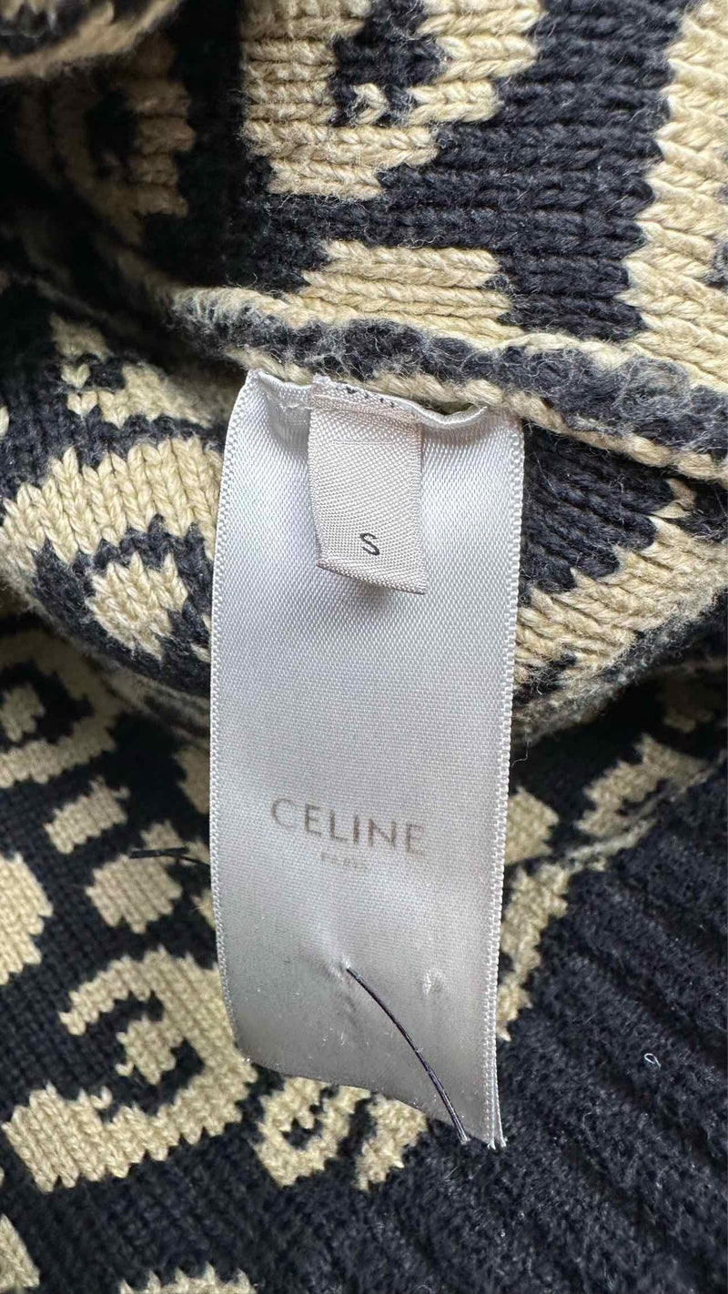 CELINE Inside-out V-neck Leopard Sweater