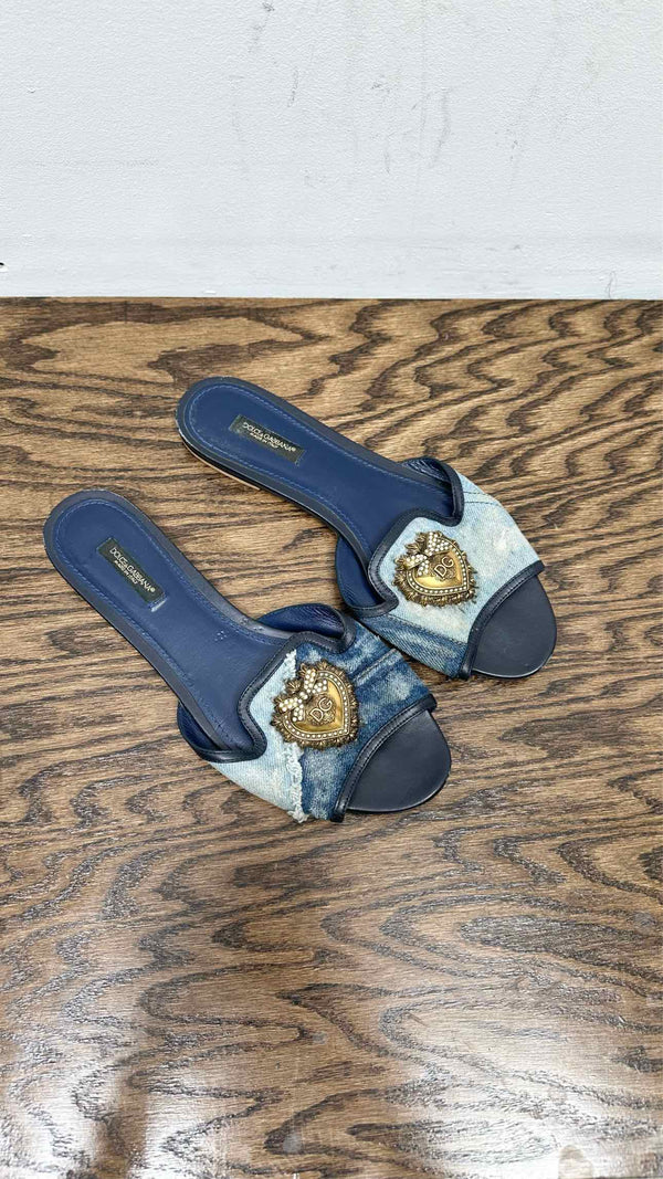 Dolce & Gabbana Patchwork Denim Devotion Slides
