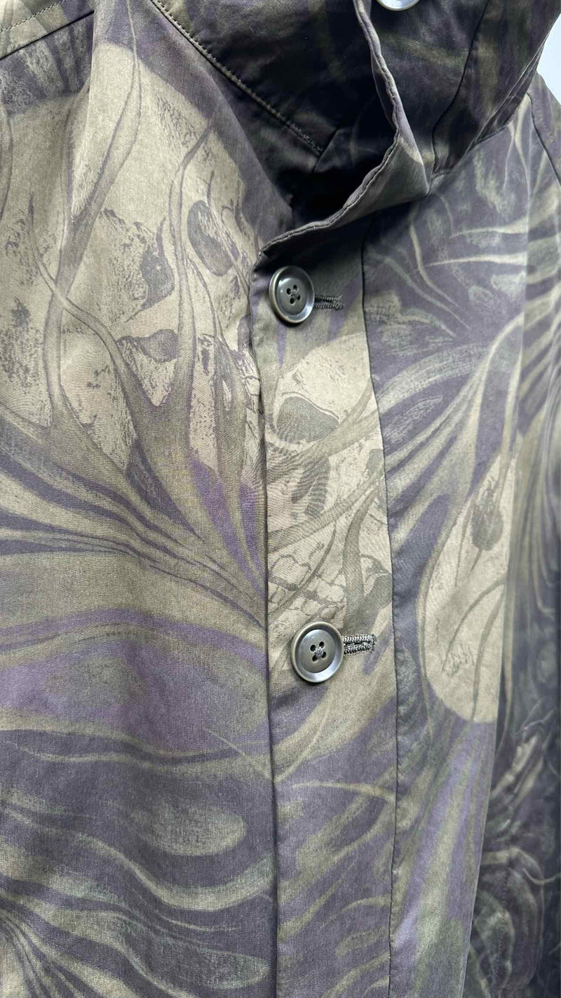 Yohji Yamamoto Pour Homme Leaf-graphic Peach-skin Coat