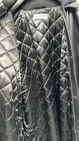Balenciaga Quilted-lining Hood Layered Leather Coat