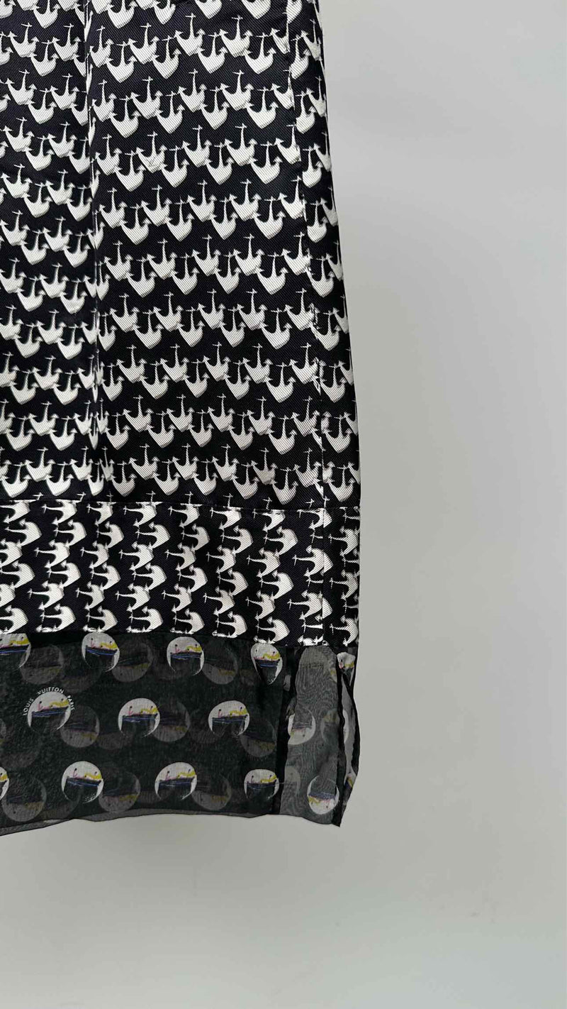 Louis Vuitton Bottom Sheer Printed Silk Skirt