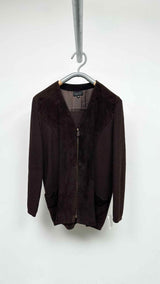 Gucci Suede-hybrid Rib-knit Cardigan