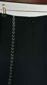 Paco Rabanne Leather Grommets Striped Skirt