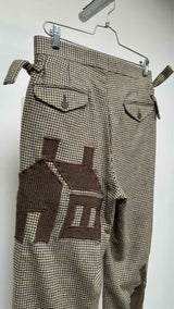 Bode Appliqued Houndstooth Wool Pants