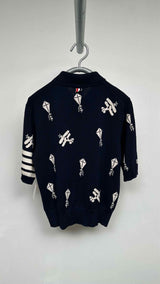 Thom Browne S/S Sky Icons Intarsia Knit Polo Shirt