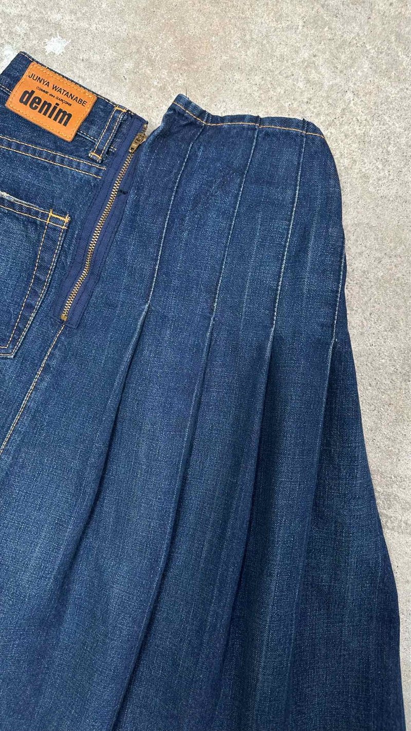 Junya Watanabe Denim Pleated Back-zip Skirt