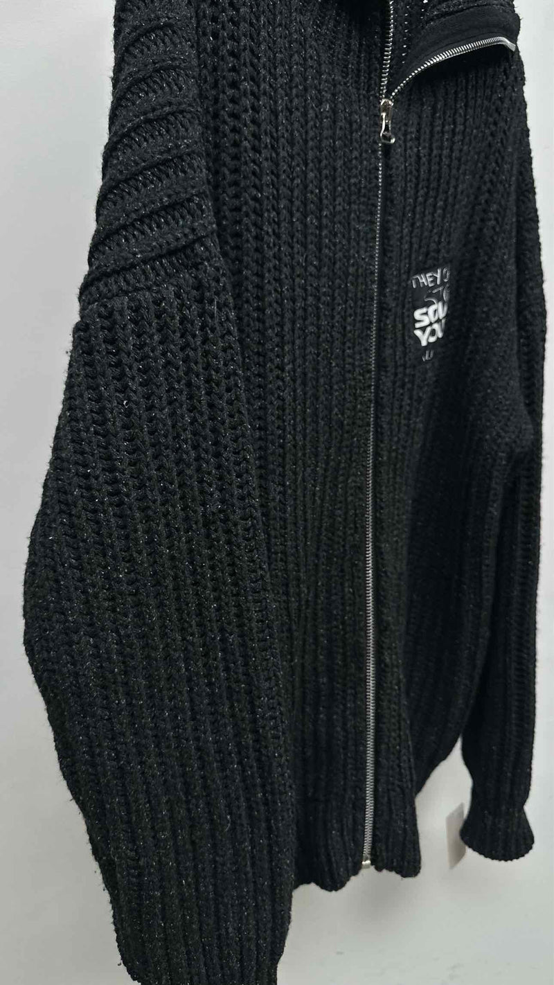 Raf Simons Ribbed Zip-up Patched Cardigan