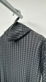Pleats Please L/S Houndstooth High-Neck Pleated Top