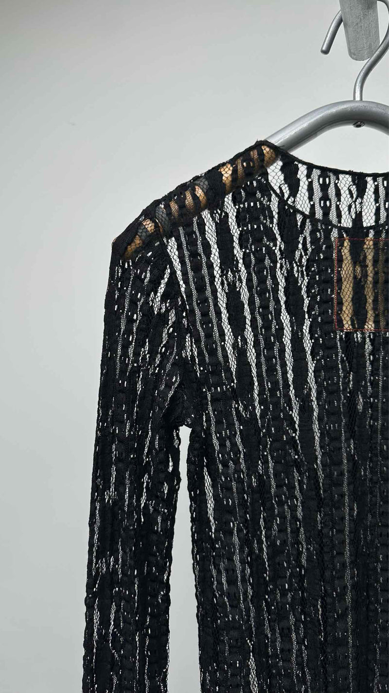 Uma Wang L/S Stripe Mesh Top