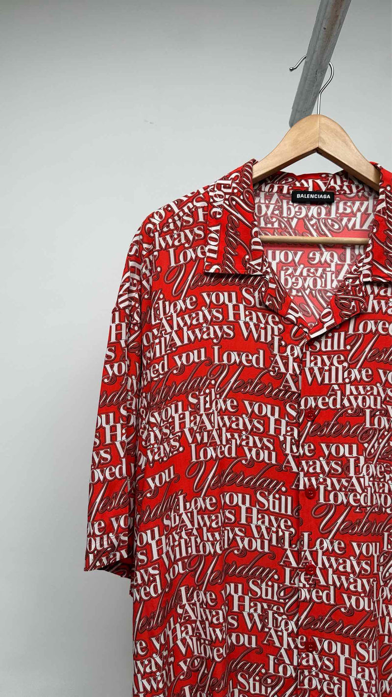 Balenciaga S/S Oversized Love Poem Satin Shirt