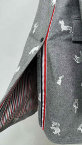 Thom Browne Melton Wool Animal-embroidered Classic Chesterfield Coat
