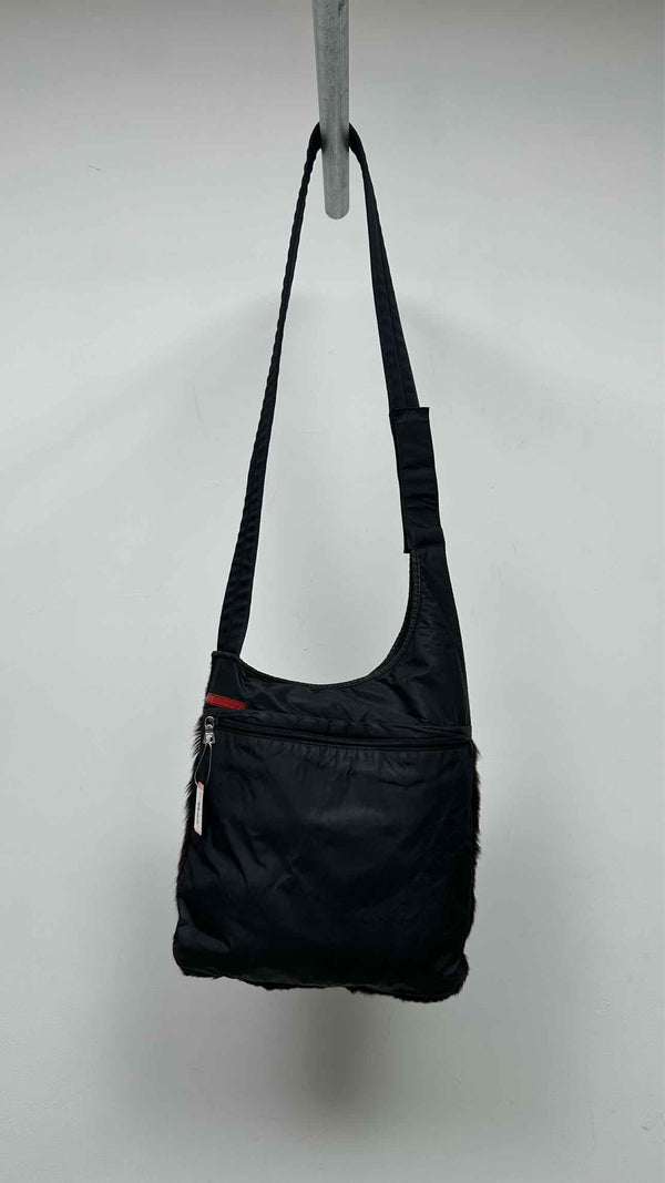 PRADA Sport Hobo Fur/Nylon Messenger Bag