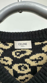 CELINE Inside-out V-neck Leopard Sweater