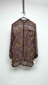 Dries Van Noten Collarless Embroidered Sheer Press Shirt