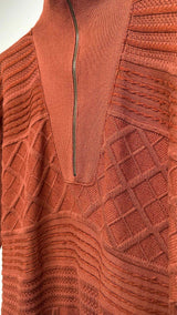 Issey Miyake L/S Quarter-Zip Cable-Knit Long Dress