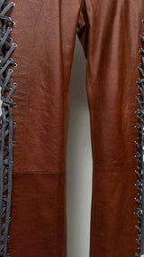 Charlotte Knowles Lace-up Detailed Leather Pants