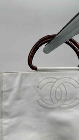 Chanel CC Caviar Wood Tote Bag