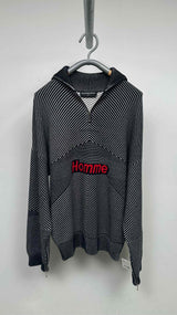 Balenciaga "Homme" Striped Quarter-zip High-neck Sweater