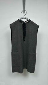 CELINE N/S Leather-trim Wool Dress