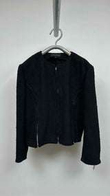 Comme Des Garcons Zip-detailed Wool Collarless Zip-up Jacket