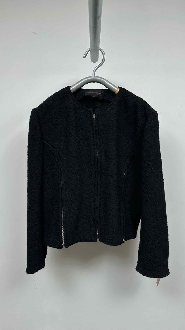 Comme Des Garcons Zip-detailed Wool Collarless Zip-up Jacket