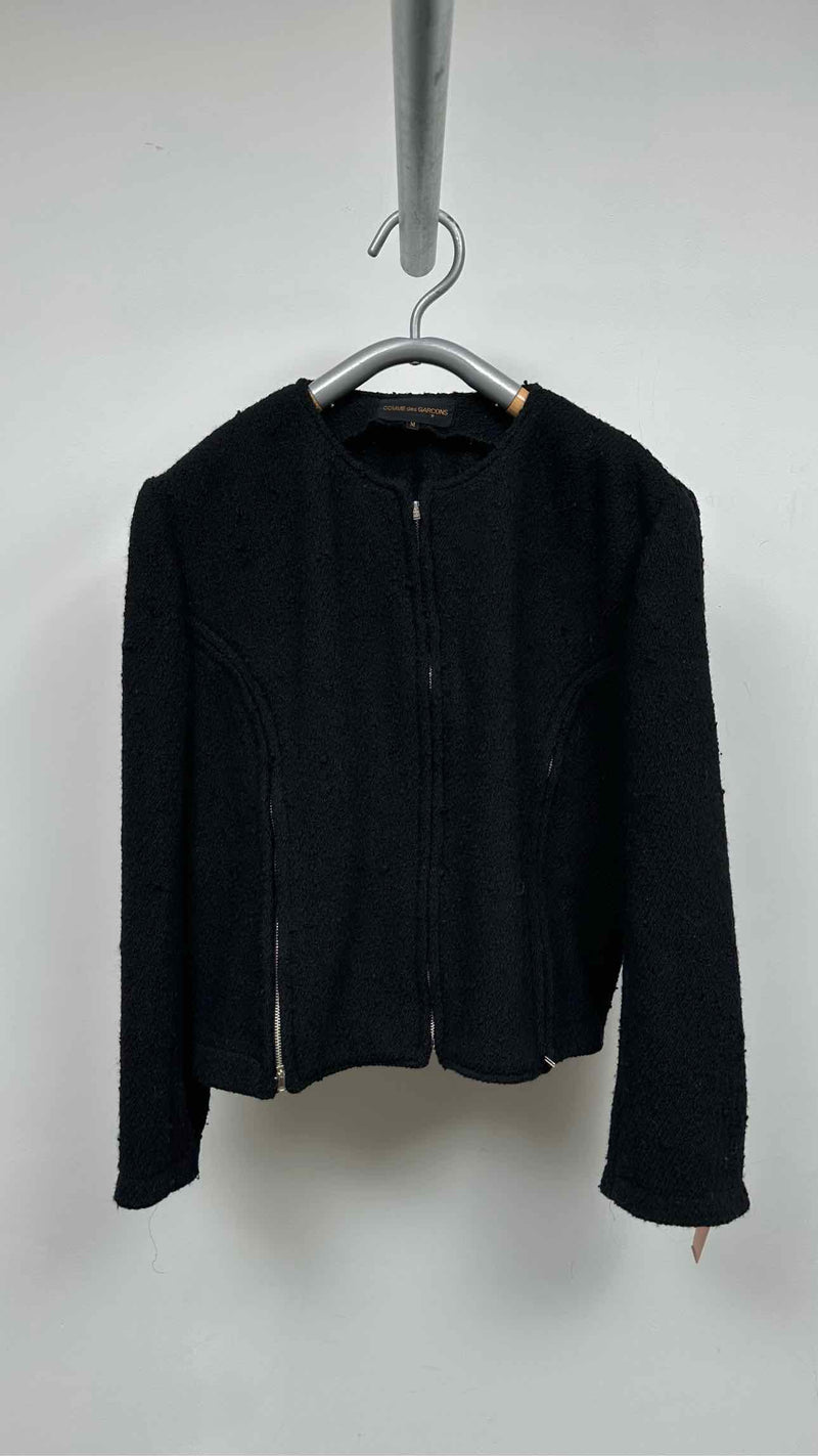 Comme Des Garcons Zip-detailed Wool Collarless Zip-up Jacket