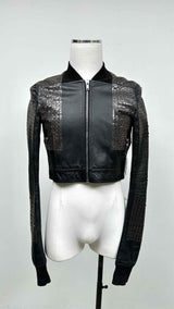 Rick Owens Sequen Detailed Leather Jacket