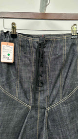 Alaia Back Lace-Up Denim Skirt