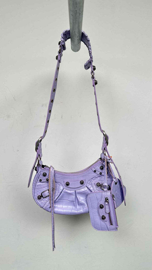 【最終】BALENCIAGA ハンドバッグ パープル Balenciaga Croc-embossed Cargole XS Shoulder Bag – TOKIO7