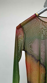 Dries Van Noten L/S Watercolor Print Mesh Top