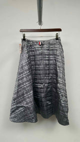 Thom Browne Pleated Silk A-line Long Skirt