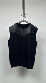 Saint Laurent N/S Leather-hybrid Sweater Top