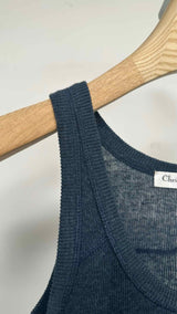 Christian Dior Logo Embroidered Rib Tank Top